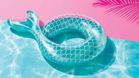 Mermaid Tail Pool Float Metallic Blue