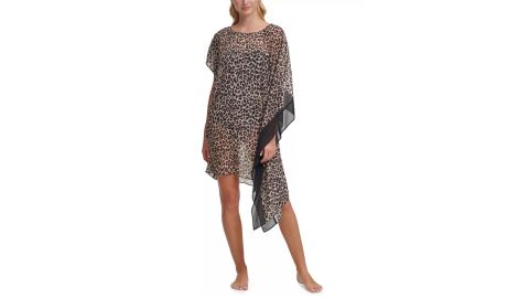 DKNY Asymmetrical Animal-Print Kaftan Cover-Up Dress
