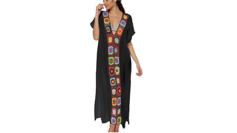 Bsubseach Floral Patchwork V-Neck Bathing Suit Cover-Up