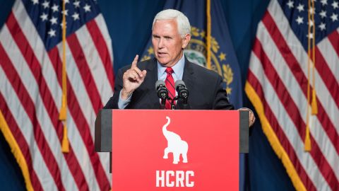 Former Vice President Mike Pence addresses the GOP Lincoln-Reagan Dinner on June 3, 2021, in Manchester, New Hampshire.