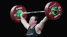GOLD COAST, AUSTRALIA - APRIL 09:  Laurel Hubbard of New Zealand competes in the Women's 90kg Final during Weightlifting on day five of the Gold Coast 2018 Commonwealth Games at Carrara Sports and Leisure Centre on April 9, 2018 on the Gold Coast, Australia.  (Photo by Alex Pantling/Getty Images)