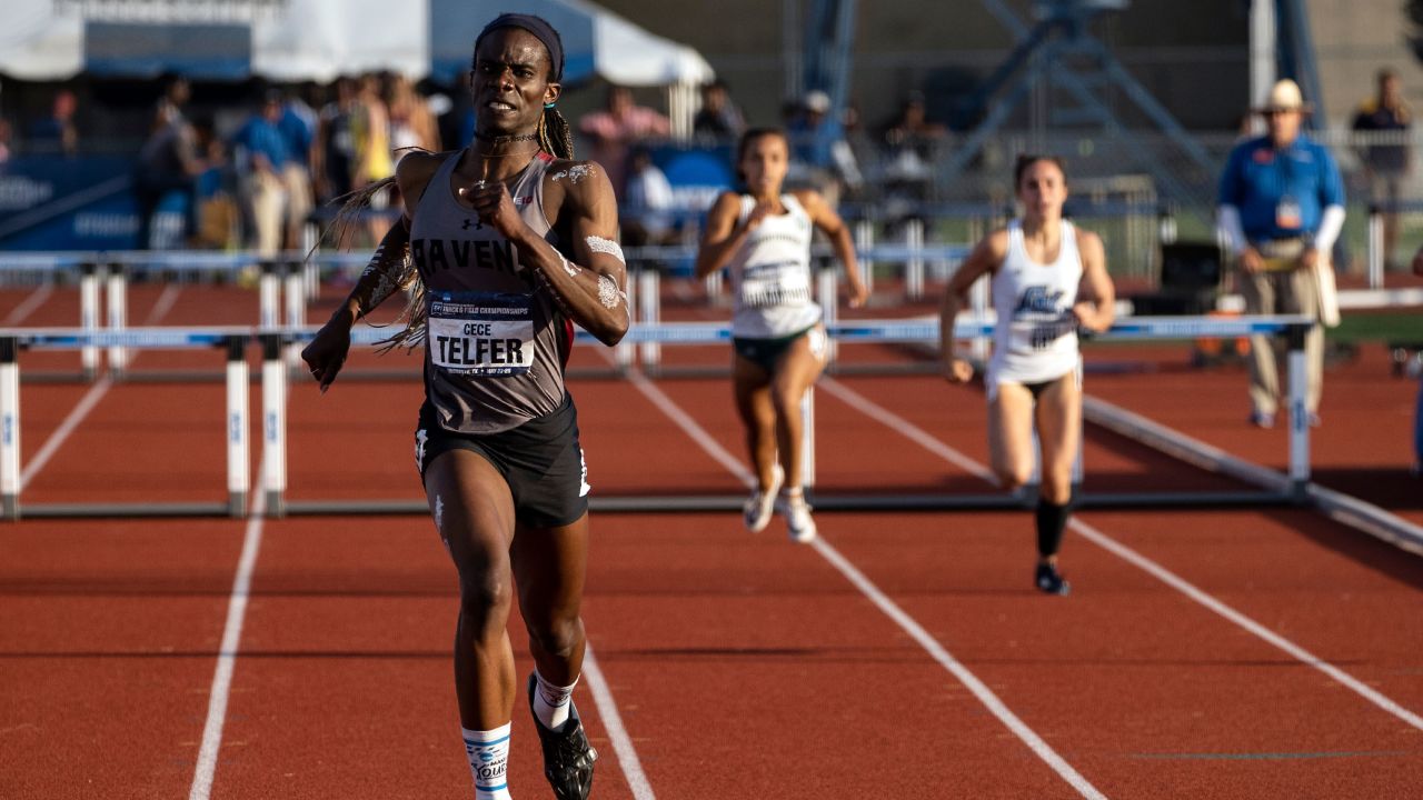 CeCe Telfer of Franklin Pierce wins the 400-meter hurdles during the Division II Men's and Women's Outdoor Track & Field Championships held at Javelina Stadium on May 25, 2019 in Kingsville, Texas.