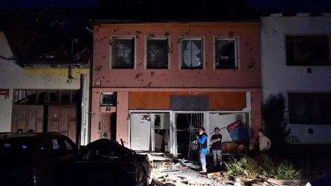 A damaged house is pictured after the tornado hit Moravska Nova Ves in the Hodonin district.