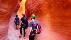 Slot canyons can be explored with guided tours in and around Zion National Park.