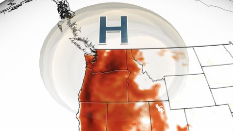 High pressure dome centered over the Pacific Northwest this weekend.