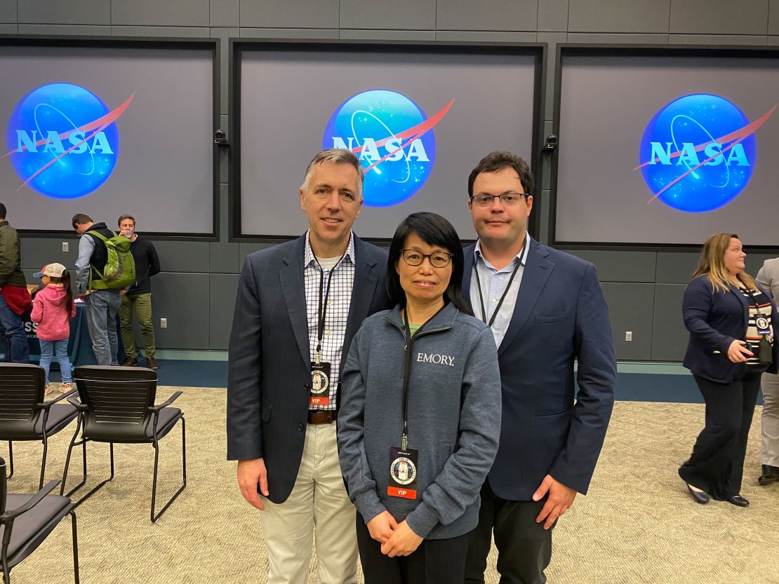 (From left) Dr. Kevin Maher, Chunhui Xu and Antonio Rampoldi, an associate scientist at Emory University School of Medicine, are shown.