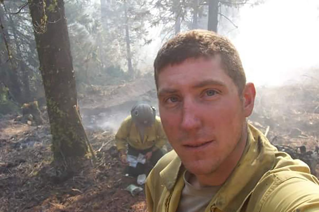 Veteran hotshot DJ McIlhargie fights a wildfire in the Klamath National Forest in 2009.