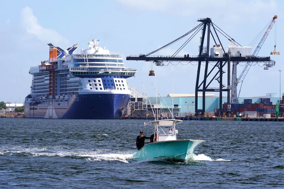 The Celebrity Edge was docked at Port Everglades in Fort Lauderdale, Florida.