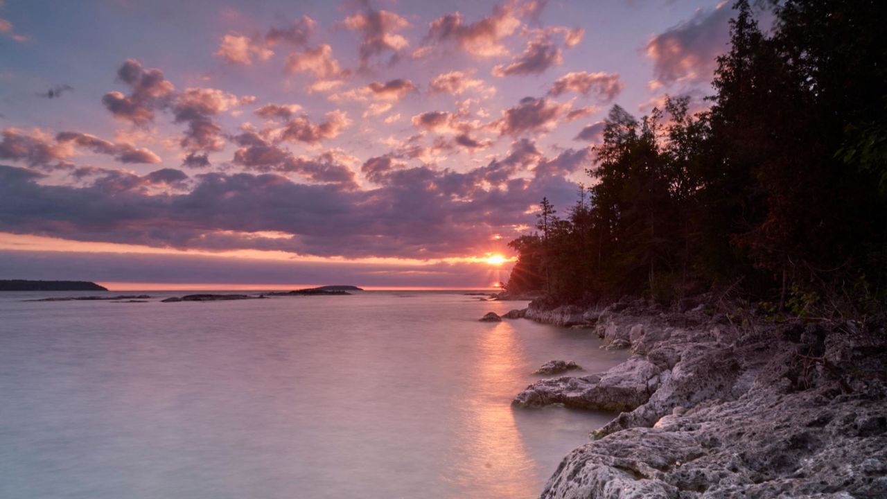 Fathom Five National Marine Park in Tobermory, Ontario, seen during a partial solar eclipse on June 10, 2021.