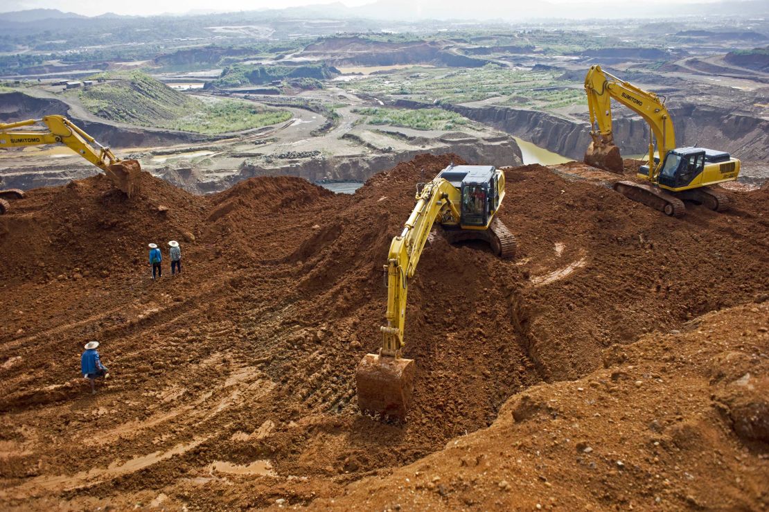 Heavy equipment used by workers at a jade mine in Hpakant, Myanmar's Kachin State on October 4, 2015.