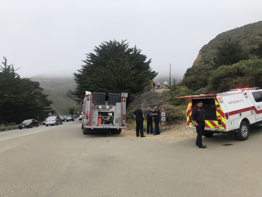 First responders at at Grey Whale Cove State Beach.