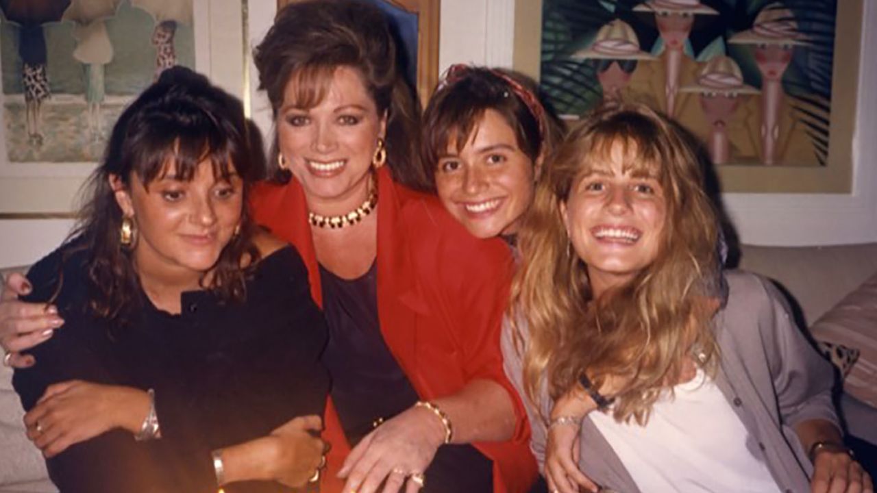 Jackie Collins and her daughters (from left) Tracy, Tiffany and Rory celebrate a birthday.