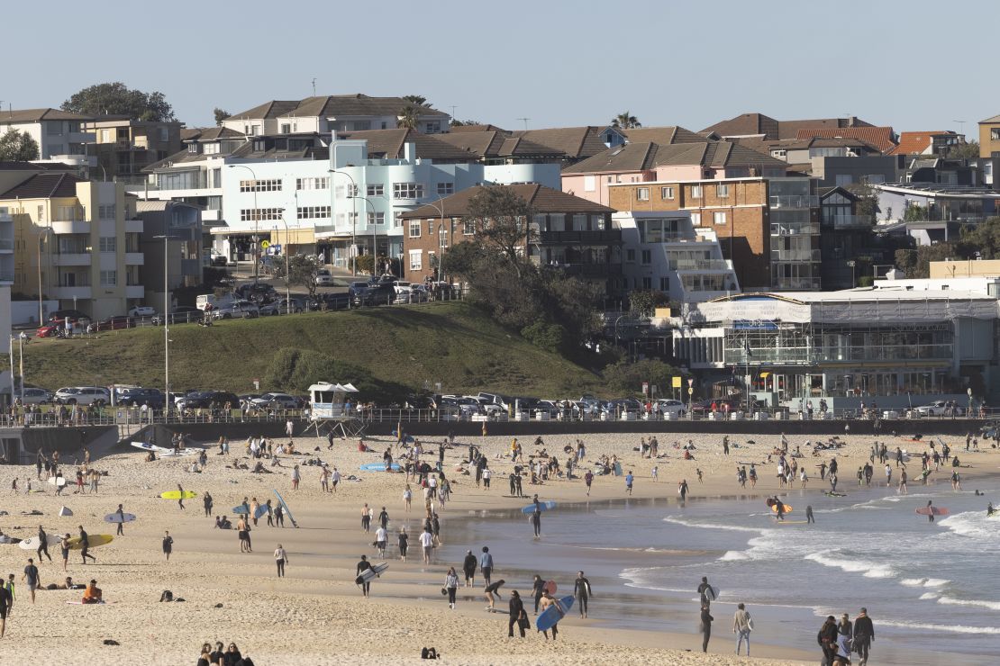 People visit Bondi Beach in Sydney, Australia, during a city-wide lockdown on Sunday.