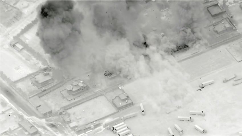 Department of Defense footage shows airstrikes on Iraq-Syria border on June 27.