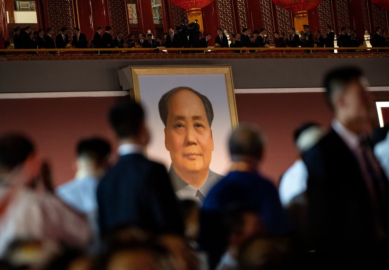 A giant portrait of Mao Zedong, former leader of the Chinese Communist Party, is seen in Beijing in 2019.