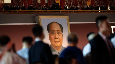A giant portrait of Mao Zedong, former leader of the Chinese Communist Party, is seen in Beijing in 2019.