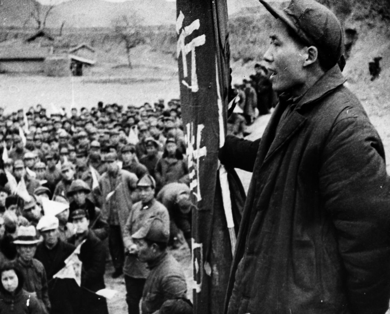 Mao speaks to followers in Yan'an. After the Long March, Mao became the undisputed Chinese Communist leader, even through military setbacks and internal political purges. Yan'an, in northern China, became the communists' stronghold for the next decade.