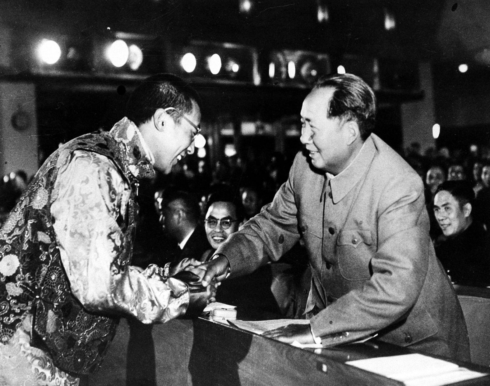 The Dalai Lama, the Tibetan spiritual leader, shakes hands with Mao in Beijing in 1954. Five years later, the Dalai Lama fled to India after the failed Tibetan uprising against Chinese rule.