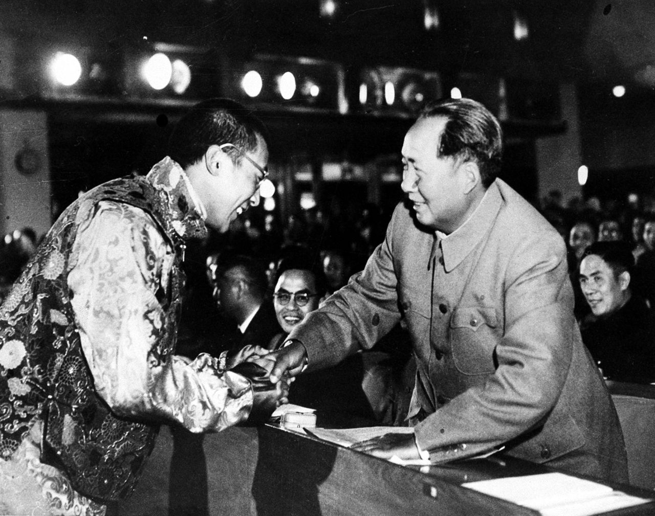 The Dalai Lama, the Tibetan spiritual leader, shakes hands with Mao in Beijing in 1954. Five years later, the Dalai Lama fled to India after the failed Tibetan uprising against Chinese rule.