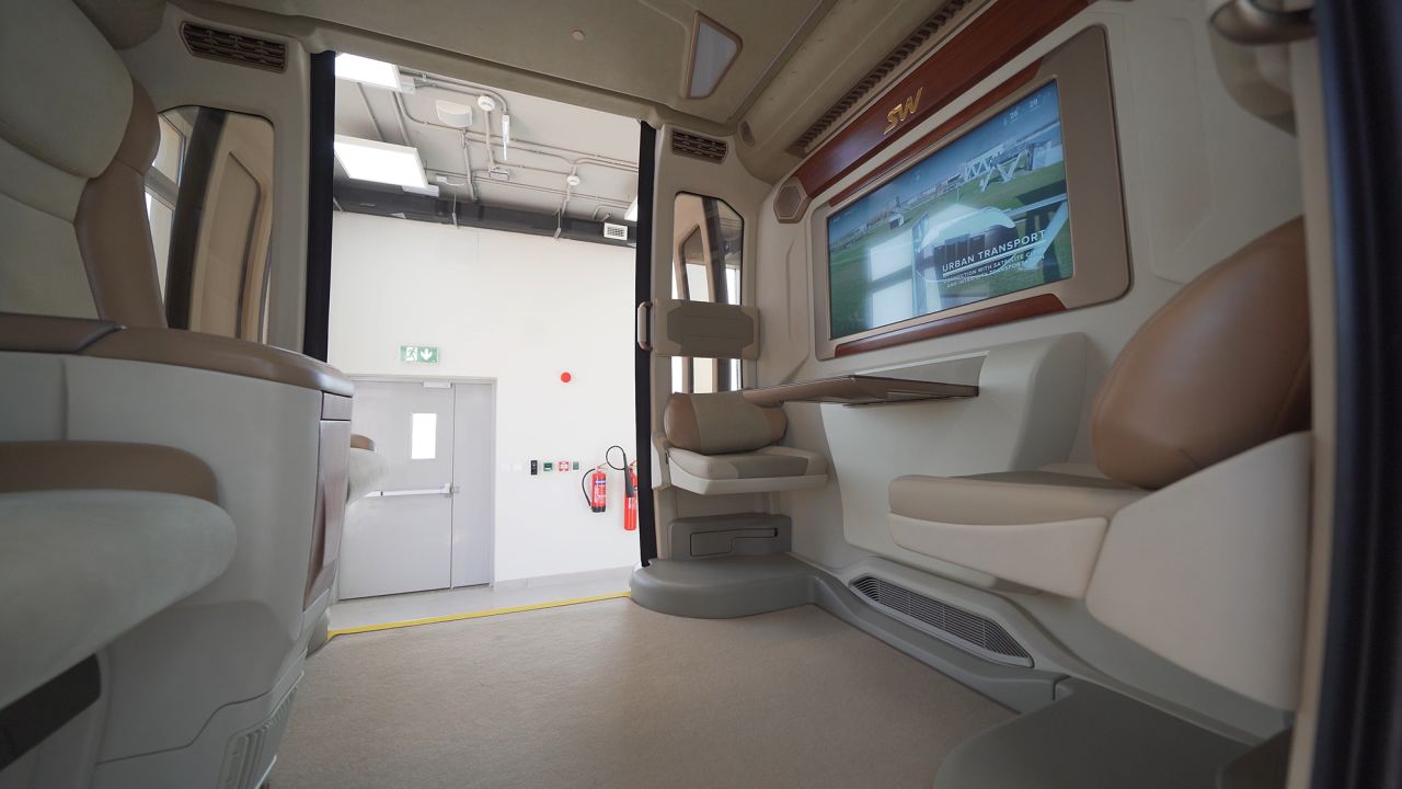 The interior of the uSky pod currently being tested in Sharjah, UAE.