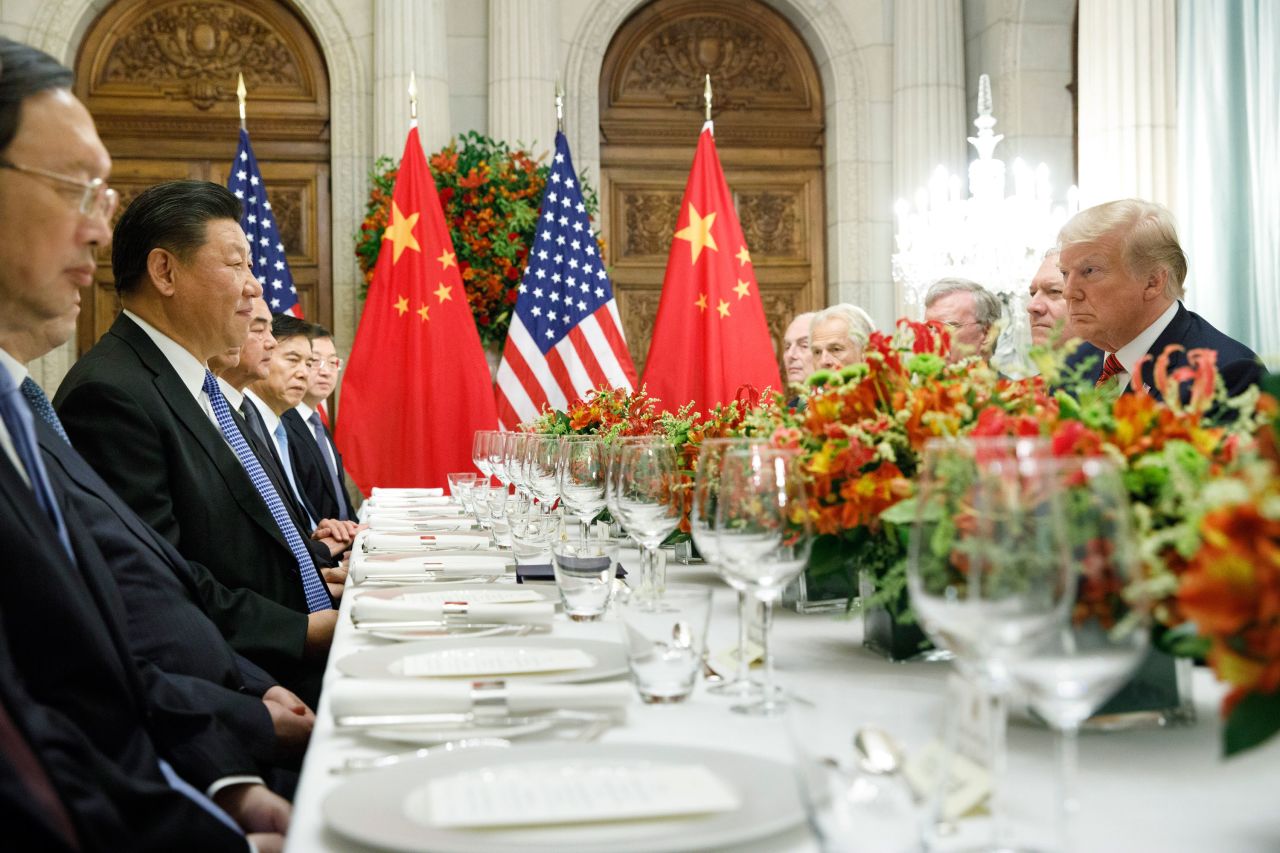Xi has dinner with US President Donald Trump as part of a <a href="https://www.cnn.com/2018/12/01/politics/trump-xi-meeting-argentina/index.html" target="_blank">bilateral meeting</a> at the G20 summit in Buenos Aires in December 2018.<a href="https://www.cnn.com/2020/01/14/politics/cost-of-china-tariff-trade-war/index.html" target="_blank"> A trade war</a> started that year between the world's two biggest economies as Trump imposed multiple rounds of tariffs on many Chinese goods. Trump used the tariffs as a negotiating tactic to hurt China's economy and pressure Beijing to agree to a new trade deal that addressed unfair trade practices, such as intellectual property theft and forced technology transfers.