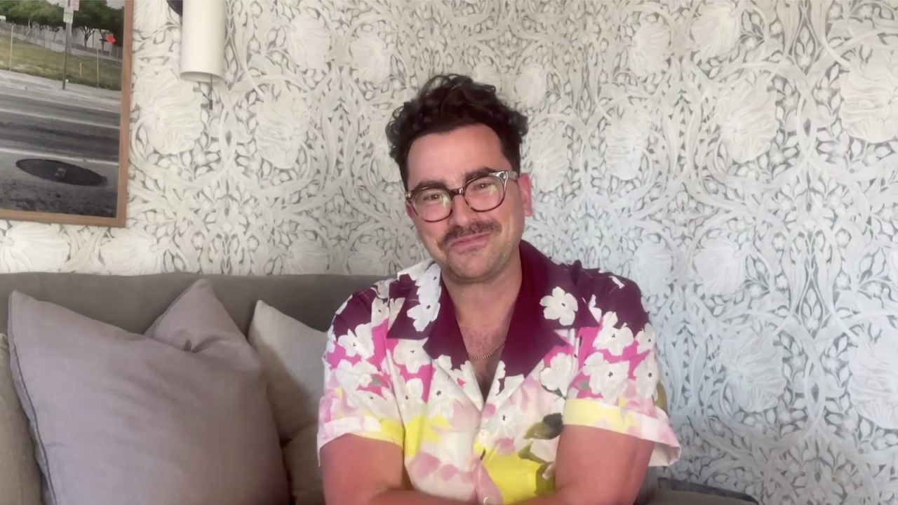 Dan Levy speaking at the virtual opeing of the Paris Fashion Week menswear shows.