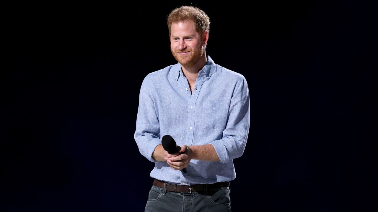 In this image released on May 2, Prince Harry, The Duke of Sussex, speaks onstage during Global Citizen VAX LIVE: The Concert To Reunite The World at SoFi Stadium in Inglewood, California.