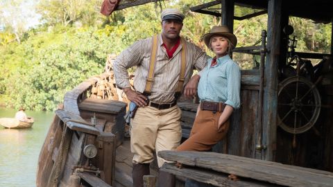 Dwayne Johnson and Emily Blunt in Disney's latest ride-turned movie "Jungle Cruise."