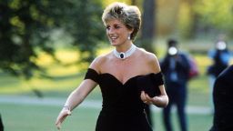 Princess Diana (1961 - 1997) arriving at the Serpentine Gallery, London, in a gown by Christina Stambolian, June 1994. (Photo by Jayne Fincher/Getty Images)