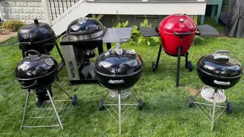 A variety of charcoal grills from Weber, Napoleon, Cuisinart, Char Griller and Oklahoma Joe's.
