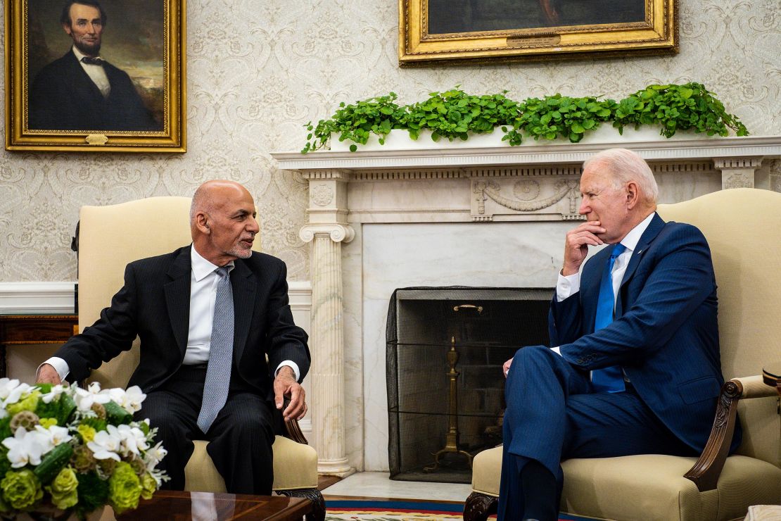 US President Joe Biden hosts Afghanistan President Ashraf Ghani in the Oval Office at the White House June 25, 2021. 