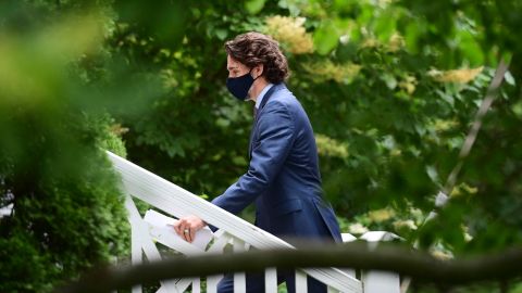 Canadian Prime Minister Justin Trudeau is seen after a June 25 news conference where he acknowledged the unmarked graves recently discovered at former residential school sites. Trudeau said this Canada Day should be a time of reflection.