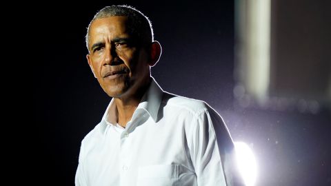 Former President Barack Obama speaks at a rally as he campaigns for Biden on November 2, 2020, in Miami. 