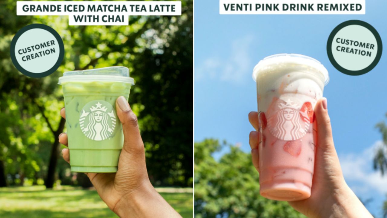 Images provided by Starbucks show how the beverages appear on social media to those participating in the test. 