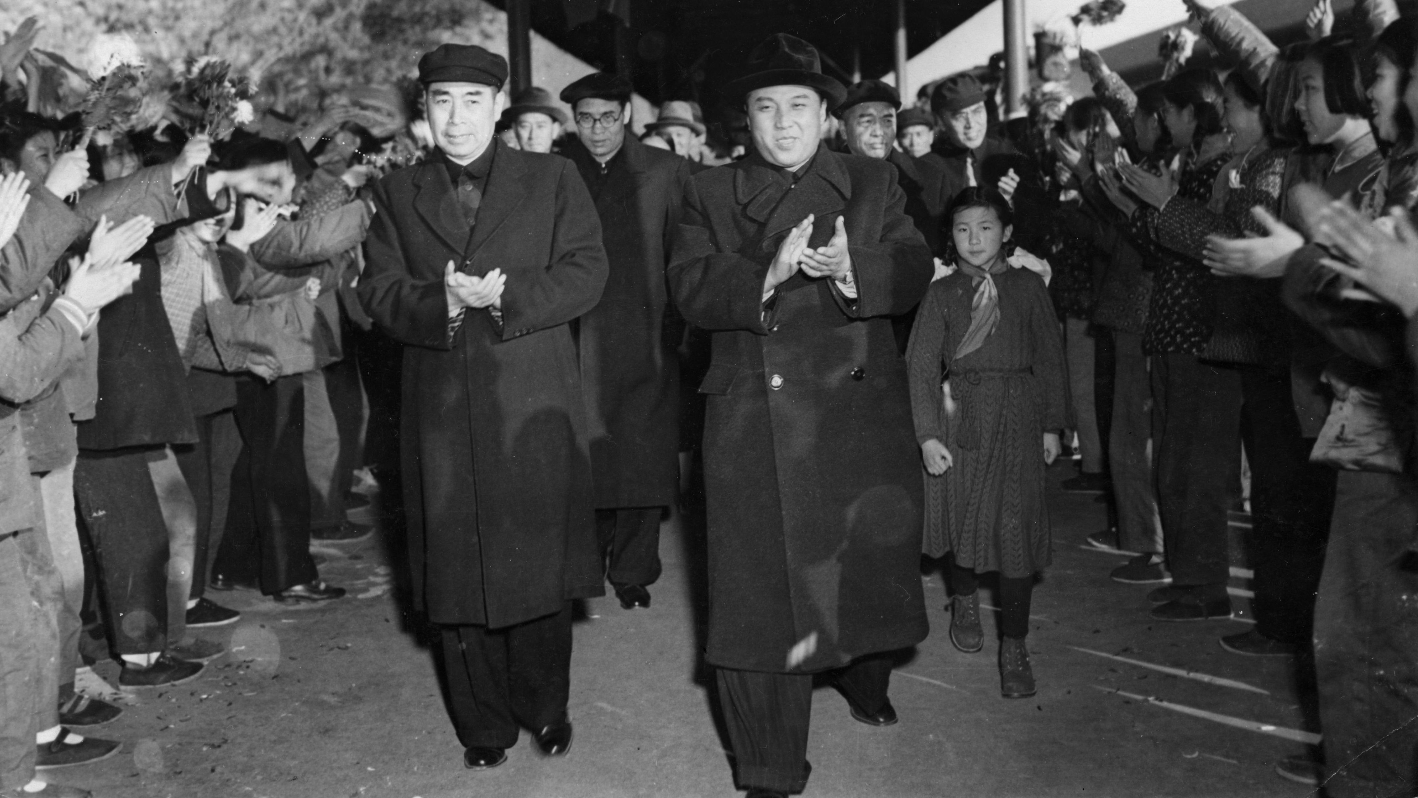 Zhou, left, walks with North Korean leader Kim Il Sung at a railway station in Beijing in November 1953. During the Korean War, Chinese troops <a href="https://www.cnn.com/2020/06/24/asia/korean-war-70th-anniversary-intl-hnk/index.html" target="_blank">intervened on the North Korean side.</a> These troops would inflict horrific losses on the US and South Korean troops they faced, eventually driving them out of North Korea completely. But China also suffered massive losses; more than 180,000 of its troops were killed.
