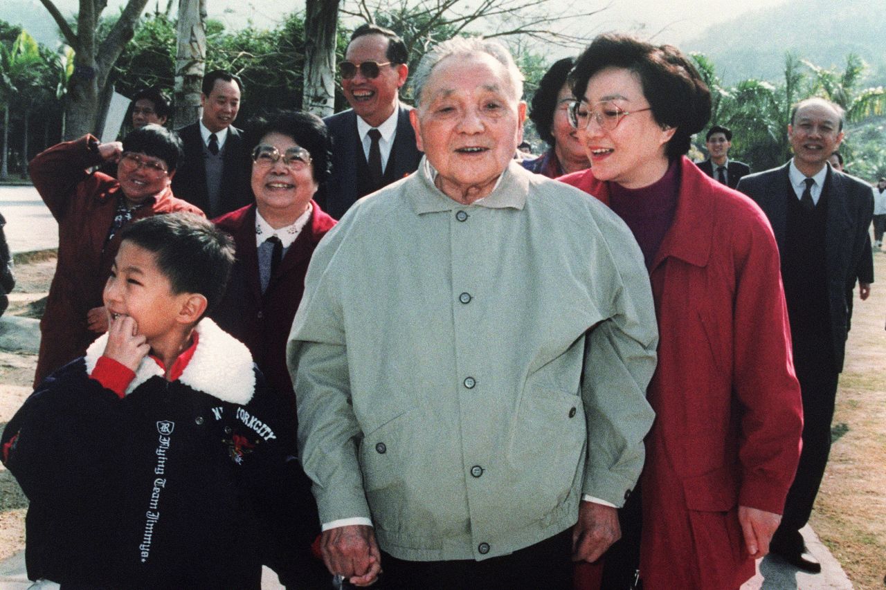 Deng is joined by members of his family as he visits Shenzhen, China, in January 1992. Deng toured several southern cities around that time, and his speeches during the tour are often credited for spurring economic reform in the country.