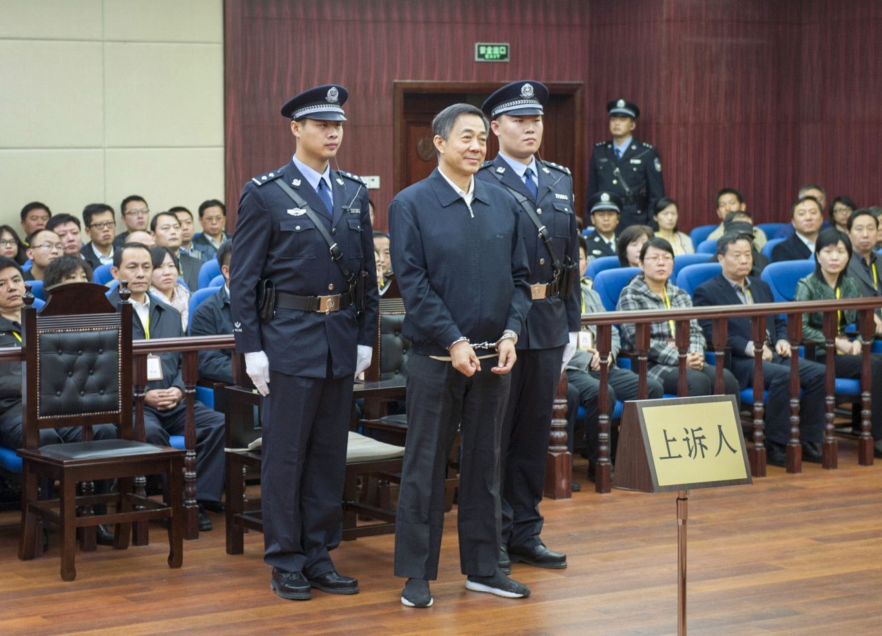 Ousted Chinese politician Bo Xilai stands trial in 2013. Bo, a former rising star of the Communist Party who fell from power amid a scandal involving murder, betrayal and financial skullduggery, <a href="https://www.cnn.com/2013/09/21/world/asia/china-bo-xilai-verdict/index.html" target="_blank">was sentenced to life in prison</a> for bribe-taking. He also received 15 years for embezzlement and seven years for abuse of power.