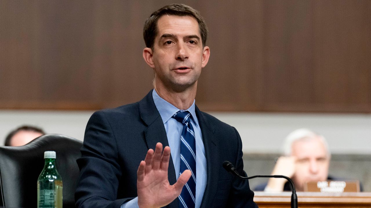 Sen. Tom Cotton, a Republican from Arkansas, speaks during a hearing in March 2021 in Washington, DC.