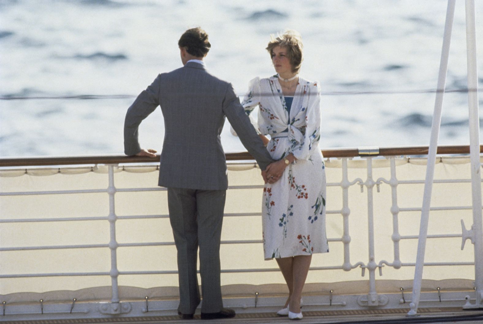 During their honeymoon, Charles and Diana leave Gibraltar on the Royal Yacht Britannia. 