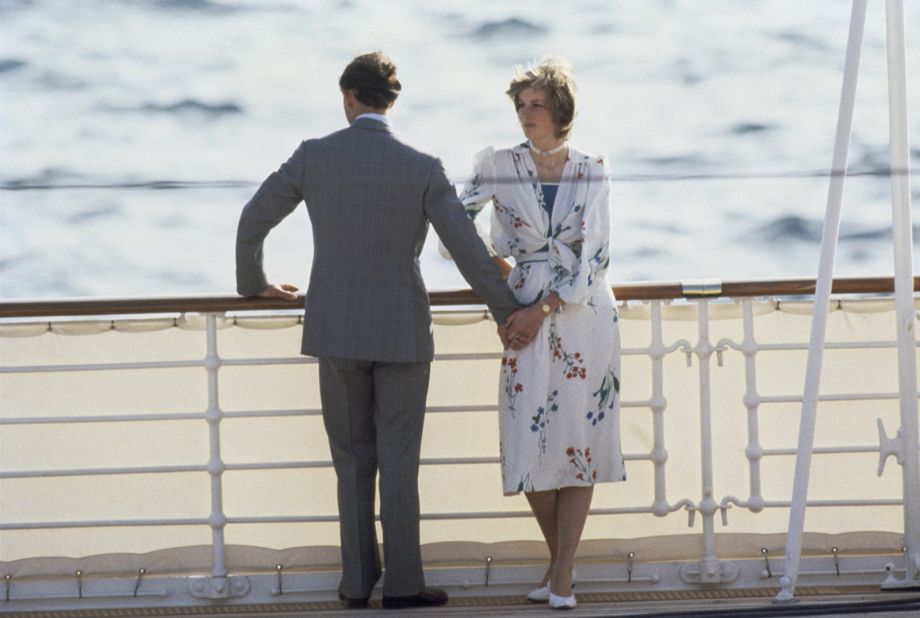 During their honeymoon, Charles and Diana leave Gibraltar on the royal yacht Britannia. 
