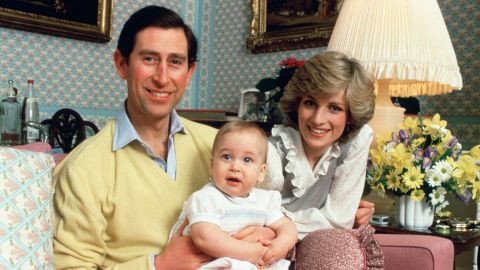 Charles, Diana and William pose for a photo at Kensington Palace in February 1983. 