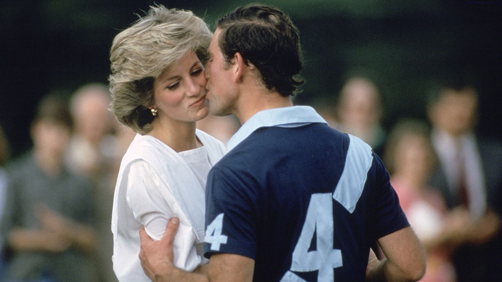 Charles kisses his wife after a polo match in Cirencester, England, in June 1985. 