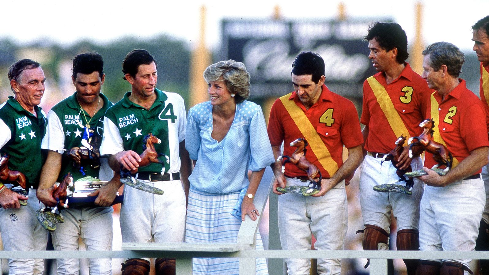 Diana attends a polo match that her husband played in Palm Beach, Florida, in November 1985. 