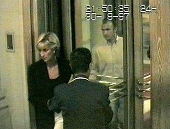 This photo, taken from surveillance video, shows Diana arriving at the Ritz Hotel in Paris on August 30, 1997. It is one of the last photos of her alive. 