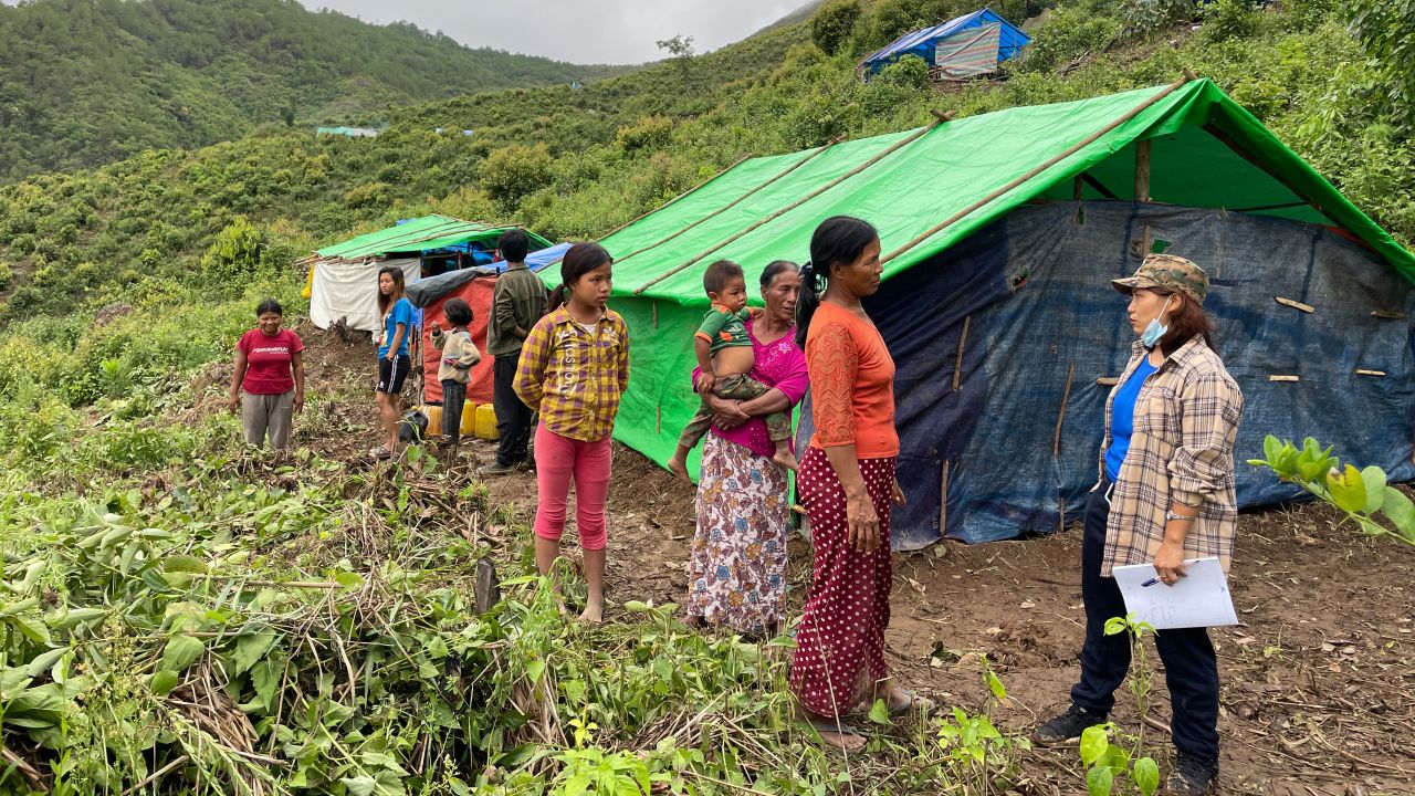 A Chin National Front official interviews refugees from the state who recently arrived after fleeing their villages ahead of feared army attacks.