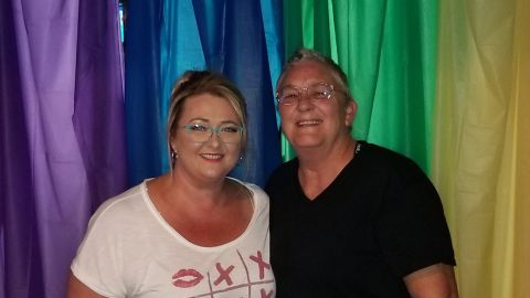 Ann and Tracey Harris, owners of Frankie's in Oklahoma City, Oklahoma. The Harrises took over a former lesbian bar they used to frequent and converted it into a locale with weekly drag shows, darts tourneys and events catered toward LGBTQ+ people and their allies. 