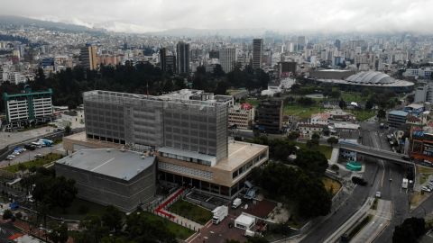 Aerial view of Asamblea Nacional in Quito, Ecuador.