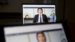 Vlad Tenev, chief executive officer and co-founder of Robinhood Markets Inc., speaks virtually during a House Financial Services Committee hearing on a laptop computer in Tiskilwa, Illinois, U.S., on Thursday, Feb. 18, 2021. 