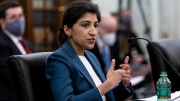 WASHINGTON, DC - APRIL 21: FTC Commissioner nominee Lina M. Khan testifies during a Senate Commerce, Science, and Transportation Committee nomination hearing on April 21, 2021 in Washington, DC. Nelson was a senator representing Florida from 2001-2019. (Photo by Graeme Jennings-Pool/Getty Images)
