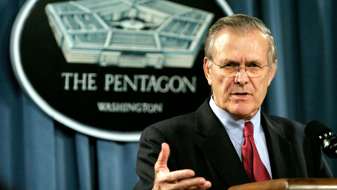 <a href="https://www.cnn.com/2021/06/30/politics/donald-rumsfeld-dead/index.html" target="_blank">Donald Rumsfeld,</a> the acerbic architect of the Iraq War and a master Washington power player who served as US secretary of defense for two presidents, died at the age of 88, his family announced on June 30.